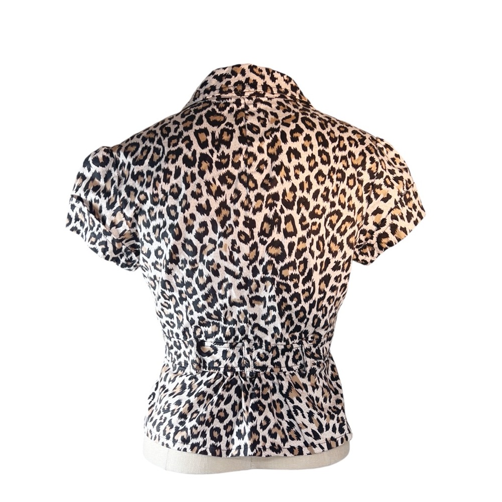 Forever 21 Vintage Y2K Leopard Fitted Peplum Short Sleeve Blazer Sz S Pi… - Picture 4 of 6